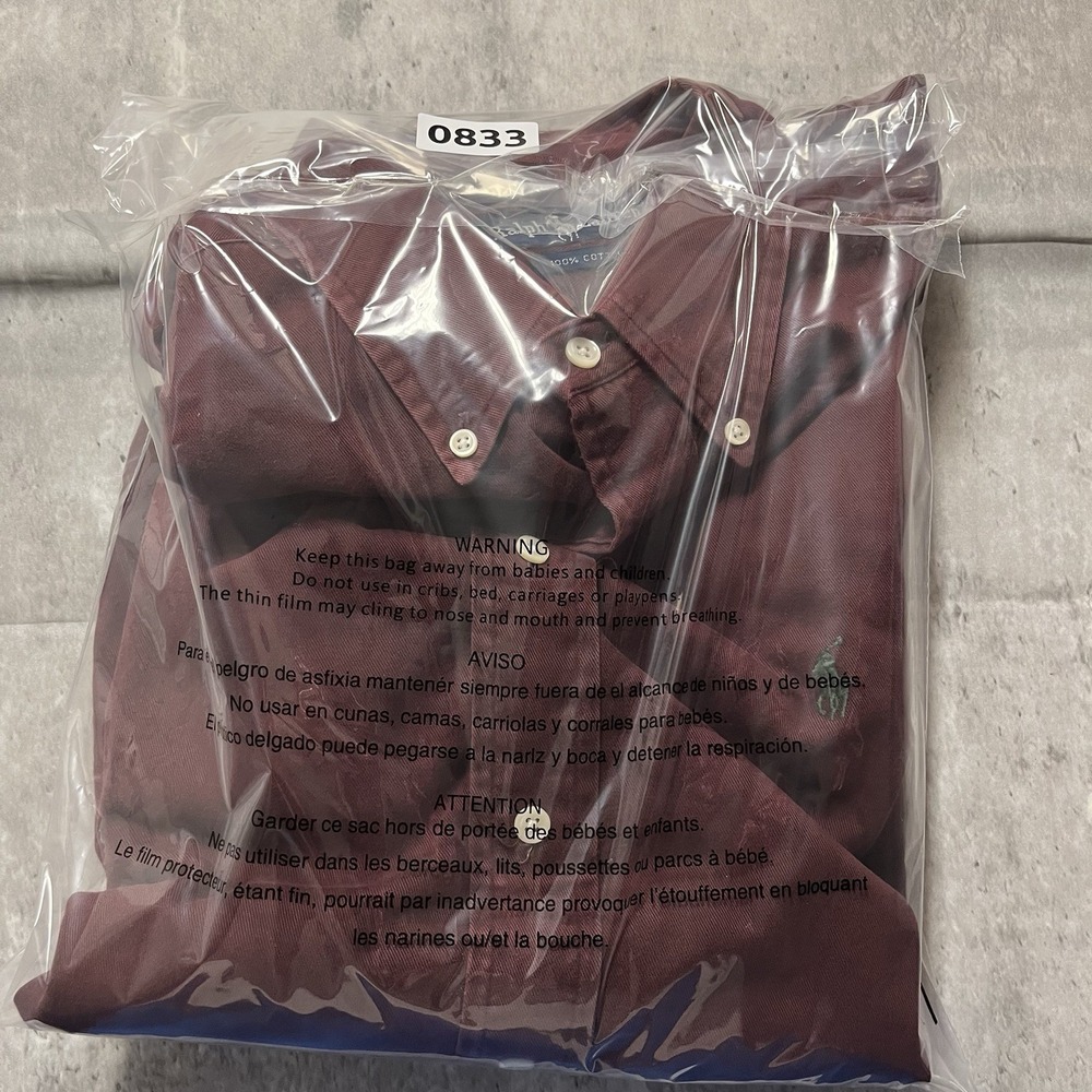 Polo Ralph Lauren XL Long Sleeve Solid Red 100% Cot Button Down Shirt Green Pony - Picture 9 of 9